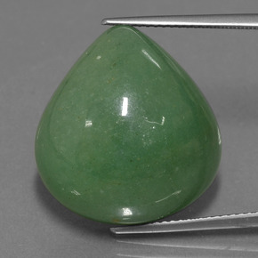 Aventurina verde natural 31,37ct, formato de pêra, translúcido
