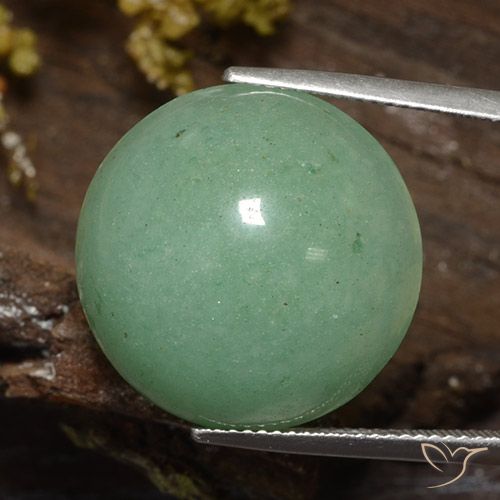 24.39ct Natural Verde Musgo Pálido Aventurina, Redondo, Translúcido