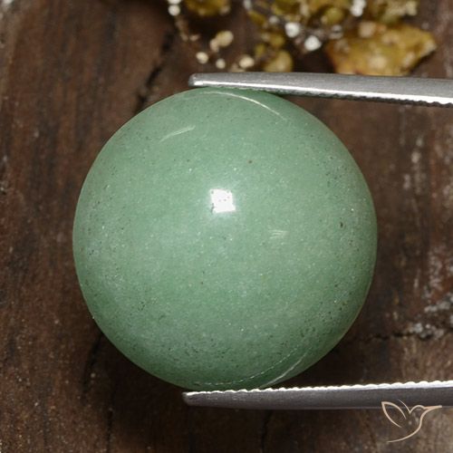 23.26ct Natural Verde Musgo Pálido Aventurina, Redondo, Opaco
