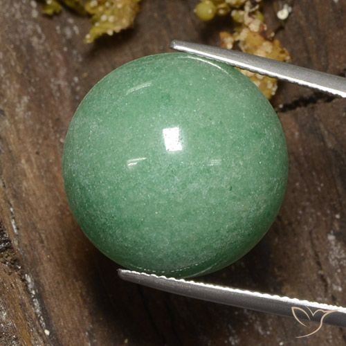23.68ct Natural Verde Musgo Pálido Aventurina, Redondo, Opaco