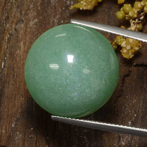 Aventurina verde natural 22,70ct, corte redondo, opaco