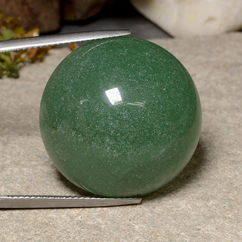 Aventurina verde natural 44,80ct, corte redondo, translúcido