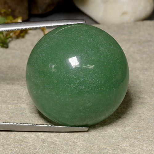 Aventurina verde natural 47,47ct, corte redondo, translúcido