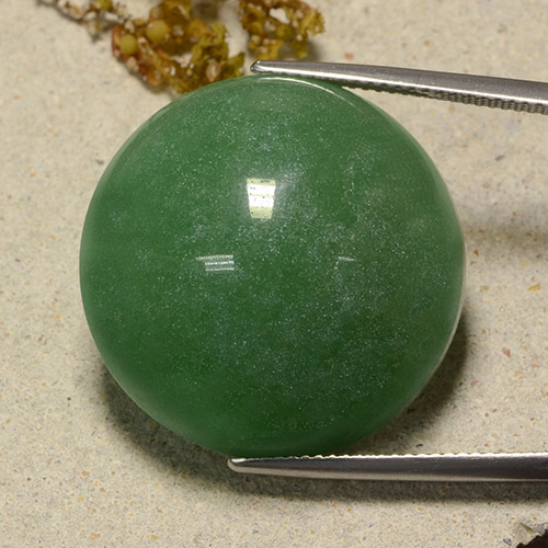 Aventurina verde natural 48,90ct, corte redondo, translúcido