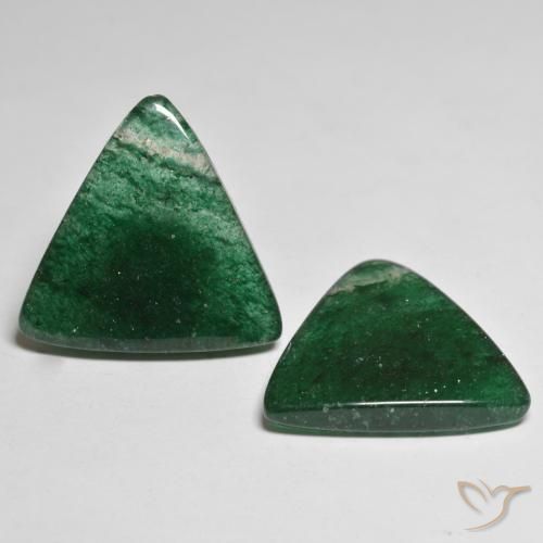 Pedras preciosas de aventurina verde natural de 23,02 ct, trillion, translúcido