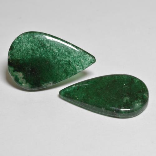 Pedras preciosas de Aventurina Verde escuro natural de 16.47 ct, Formato de pêra, Translúcido