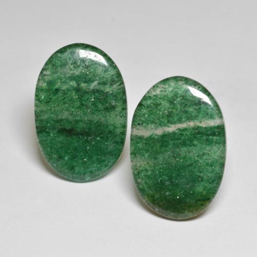 Pedras preciosas de aventurina verde natural de 17,78 ct, corte oval, translúcido