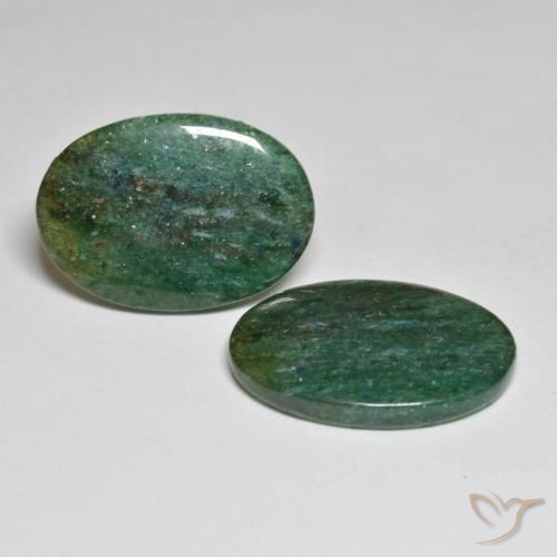 Pedras preciosas de Aventurina Verde médio natural de 17.37 ct, oval, Translúcido