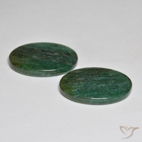 Pedras preciosas de Aventurina Verde médio natural de 17.37 ct, oval, Translúcido