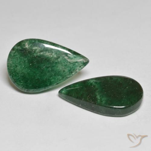 Pedras preciosas de Aventurina Verde escuro natural de 12.89 ct, Formato de pêra, Translúcido