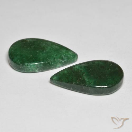 Pedras preciosas de Aventurina Verde escuro natural de 12.89 ct, Formato de pêra, Translúcido