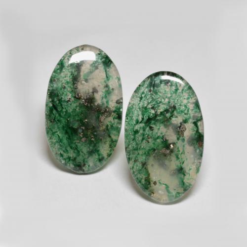 Pedras preciosas de aventurina verde natural de 16,57 ct, corte oval, translúcido