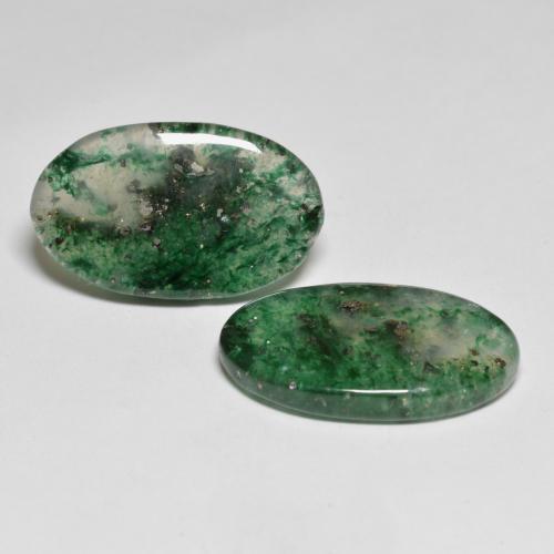 Pedras preciosas de aventurina verde natural de 16,57 ct, corte oval, translúcido