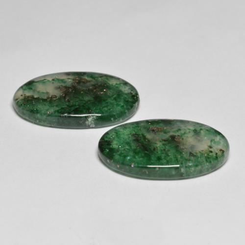 Pedras preciosas de aventurina verde natural de 16,57 ct, corte oval, translúcido
