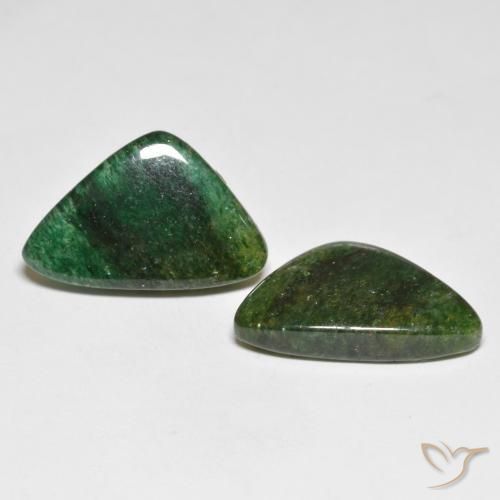 Pedras preciosas de Aventurina verde escuro natural de 12.29 ct, Trilhão, Translúcido