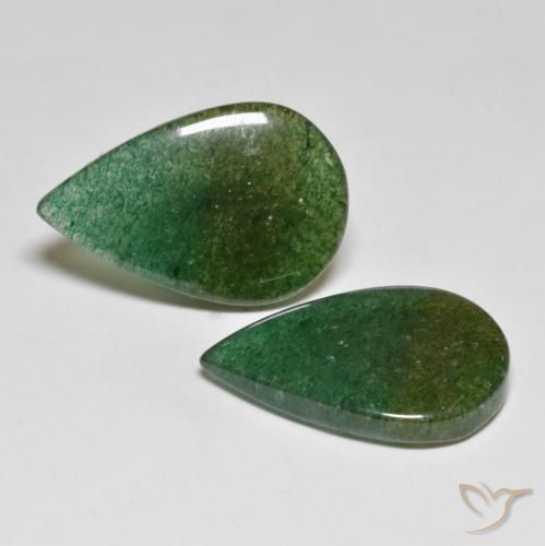 Pedras preciosas de Aventurina verde escuro natural de 16.26 ct, Formato de pêra, Translúcido