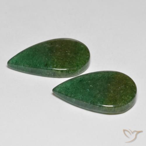 Pedras preciosas de Aventurina verde escuro natural de 16.26 ct, Formato de pêra, Translúcido