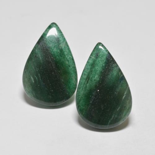 Pedras preciosas de aventurina verde natural de 12,19 ct, formato de pêra, translúcido