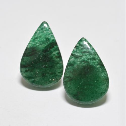Pedras preciosas de aventurina verde natural de 12,03 ct, formato de pêra, translúcido