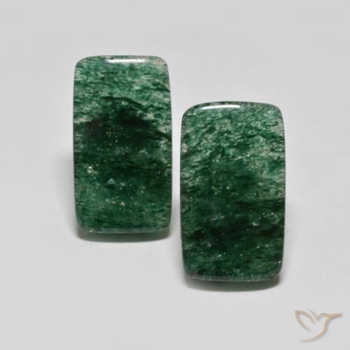 Pedras preciosas de Aventurina Verde Frio natural de 14.76 ct, baguete, Translúcido