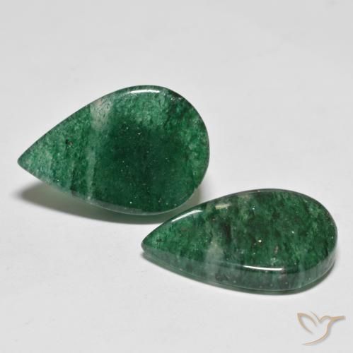 Pedras preciosas de Aventurina verde escuro natural de 16.74 ct, Formato de pêra, Translúcido