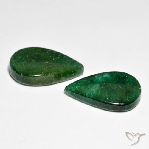 Pedras preciosas de Aventurina Verde escuro natural de 12.15 ct, Formato de pêra, Translúcido