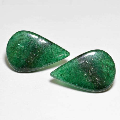 Pedras preciosas de Aventurina Verde Multicolor natural de 14.41 ct, Formato de pêra, Translúcido