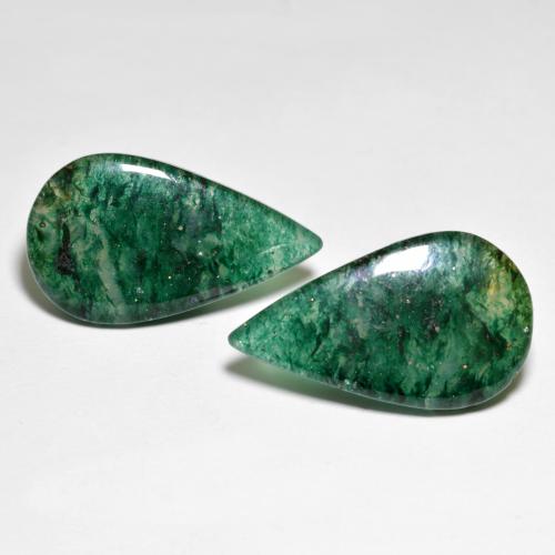 Pedras preciosas de Aventurina Verde escuro natural de 16.42 ct, Formato de pêra, Translúcido