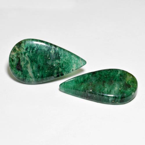 Pedras preciosas de Aventurina Verde escuro natural de 16.42 ct, Formato de pêra, Translúcido