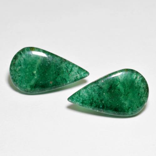 Pedras preciosas de aventurina verde natural de 10,30 ct, formato de pêra, translúcido