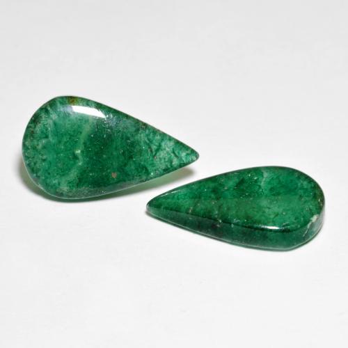 Pedras preciosas de aventurina verde natural de 10,30 ct, formato de pêra, translúcido