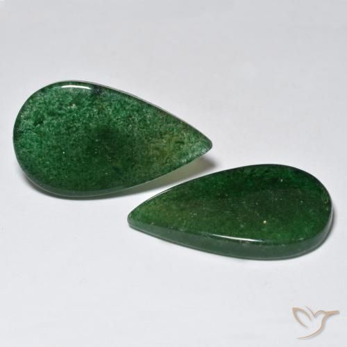 Pedras preciosas de Aventurina verde escuro natural de 24.46 ct, Formato de pêra, Translúcido