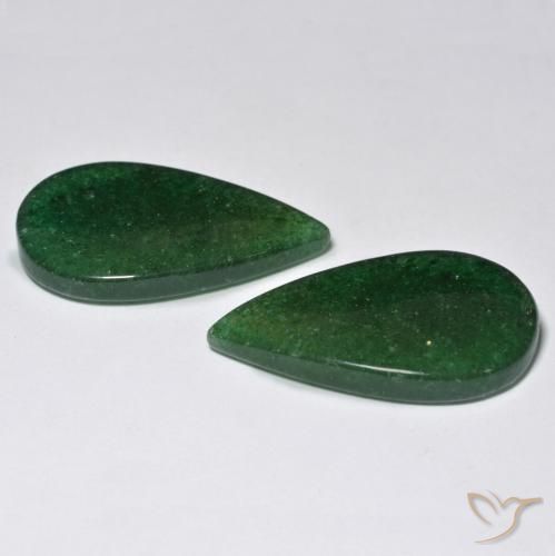 Pedras preciosas de Aventurina verde escuro natural de 24.46 ct, Formato de pêra, Translúcido