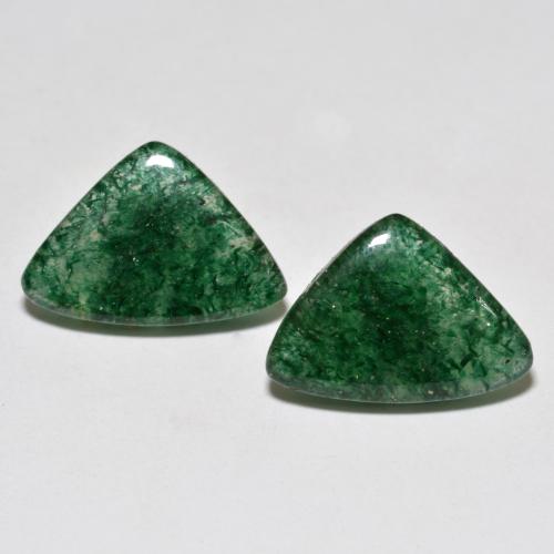 Pedras preciosas de aventurina verde natural de 9,73 ct, trillion, translúcido