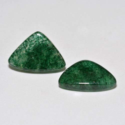 Pedras preciosas de aventurina verde natural de 9,73 ct, trillion, translúcido
