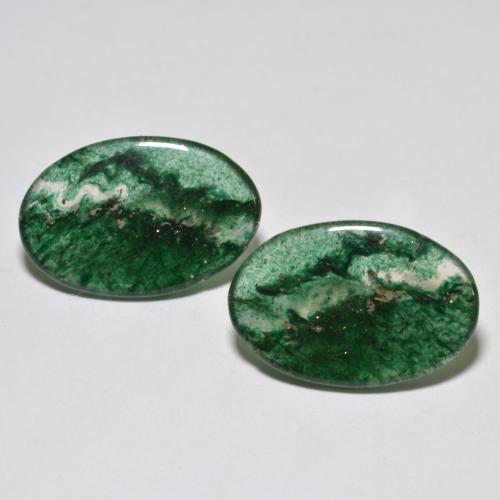 Pedras preciosas de aventurina verde natural de 12,30 ct, corte oval, translúcido