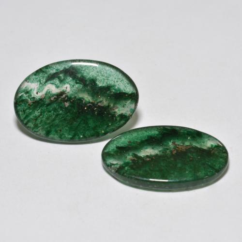 Pedras preciosas de aventurina verde natural de 12,30 ct, corte oval, translúcido