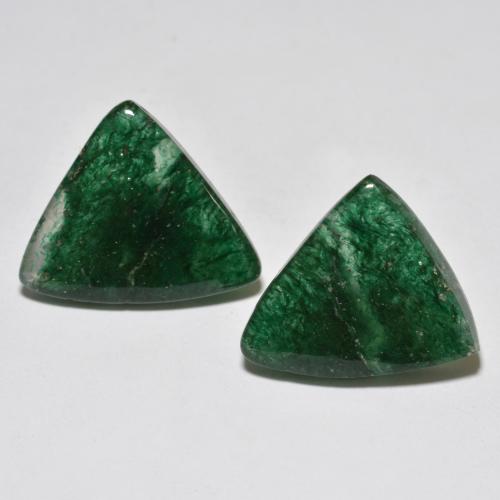 Pedras preciosas de aventurina verde natural de 17,98 ct, trillion, translúcido