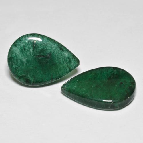 Pedras preciosas de Aventurina Verde escuro natural de 13.41 ct, Formato de pêra, Translúcido
