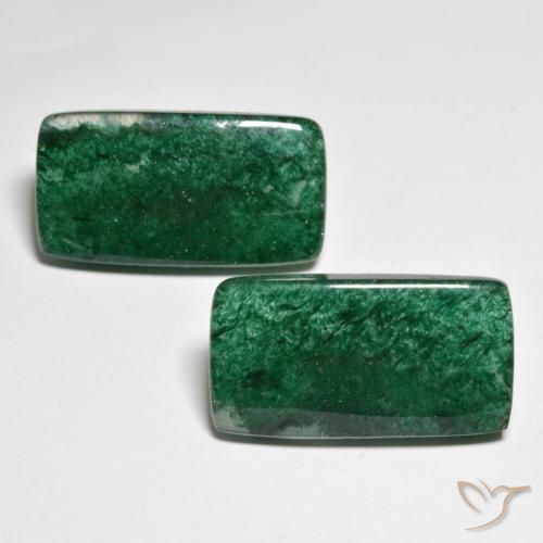 Pedras preciosas de aventurina verde natural de 21,63 ct, baguete, translúcido