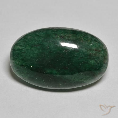 Aventurina verde escuro natural 15,61ct, corte oval, translúcido