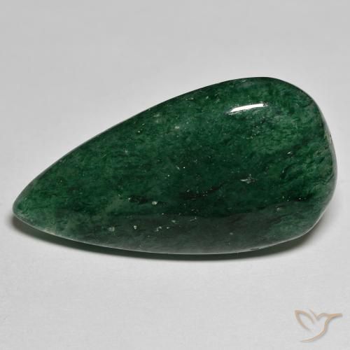 Aventurina verde natural 26,94ct, formato de pêra, translúcido