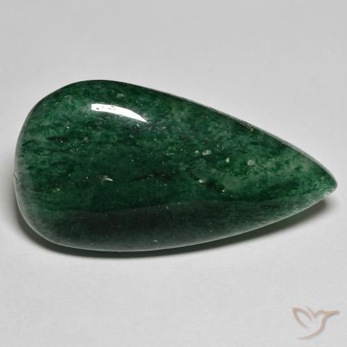 Aventurina verde natural 26,94ct, formato de pêra, translúcido