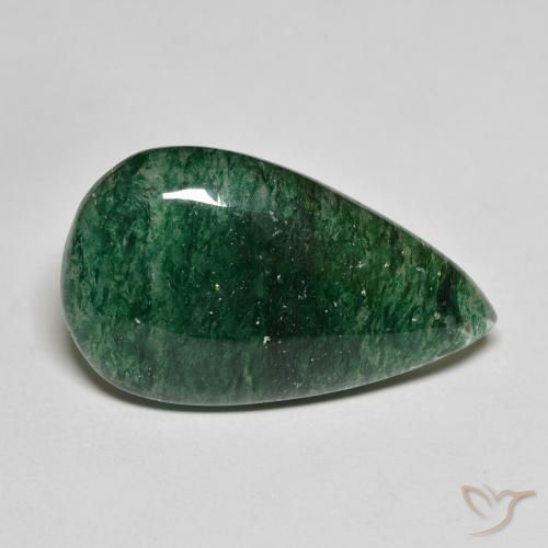 Aventurina verde natural 12,63ct, formato de pêra, translúcido