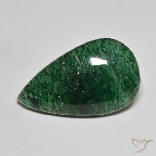 Aventurina verde natural 12,63ct, formato de pêra, translúcido
