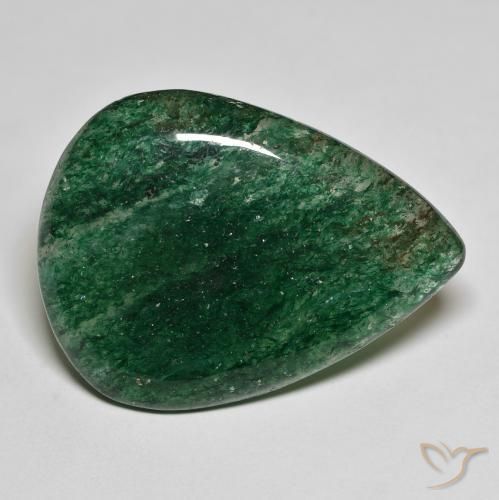 26.04ct Natural Verde escuro Aventurina, Formato de pêra, Translúcido