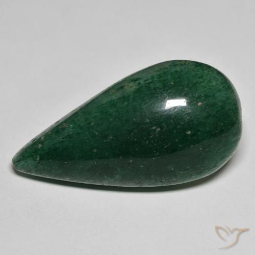 25.09ct Natural Verde floresta Aventurina, Formato de pêra, Translúcido