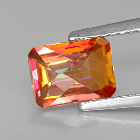 Topázio azotic multicolorido natural 1,63ct, corte esmeralda, VVS