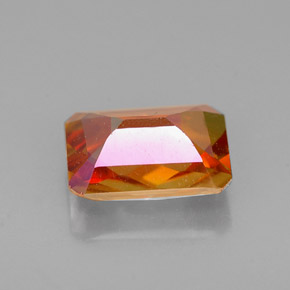 Topázio azotic multicolorido natural 1,63ct, corte esmeralda, VVS