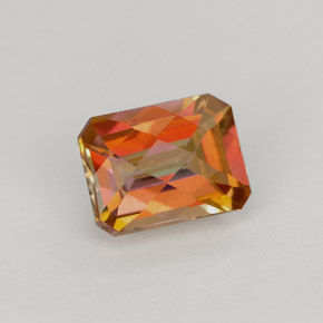 Topázio azotic multicolorido natural 1,86ct, corte esmeralda, VVS-VS